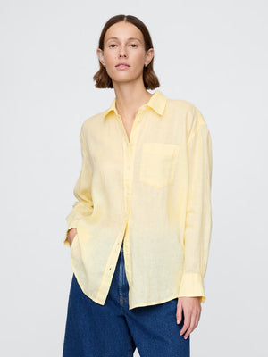 Leather oversized linen shirt