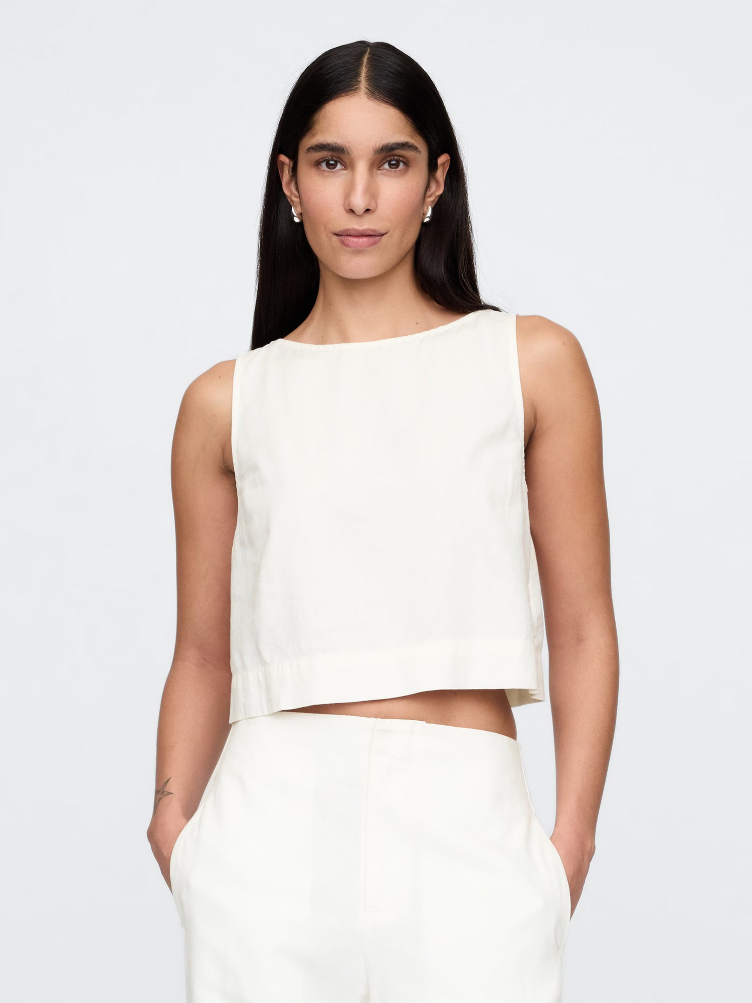 Linen asymmetrical top