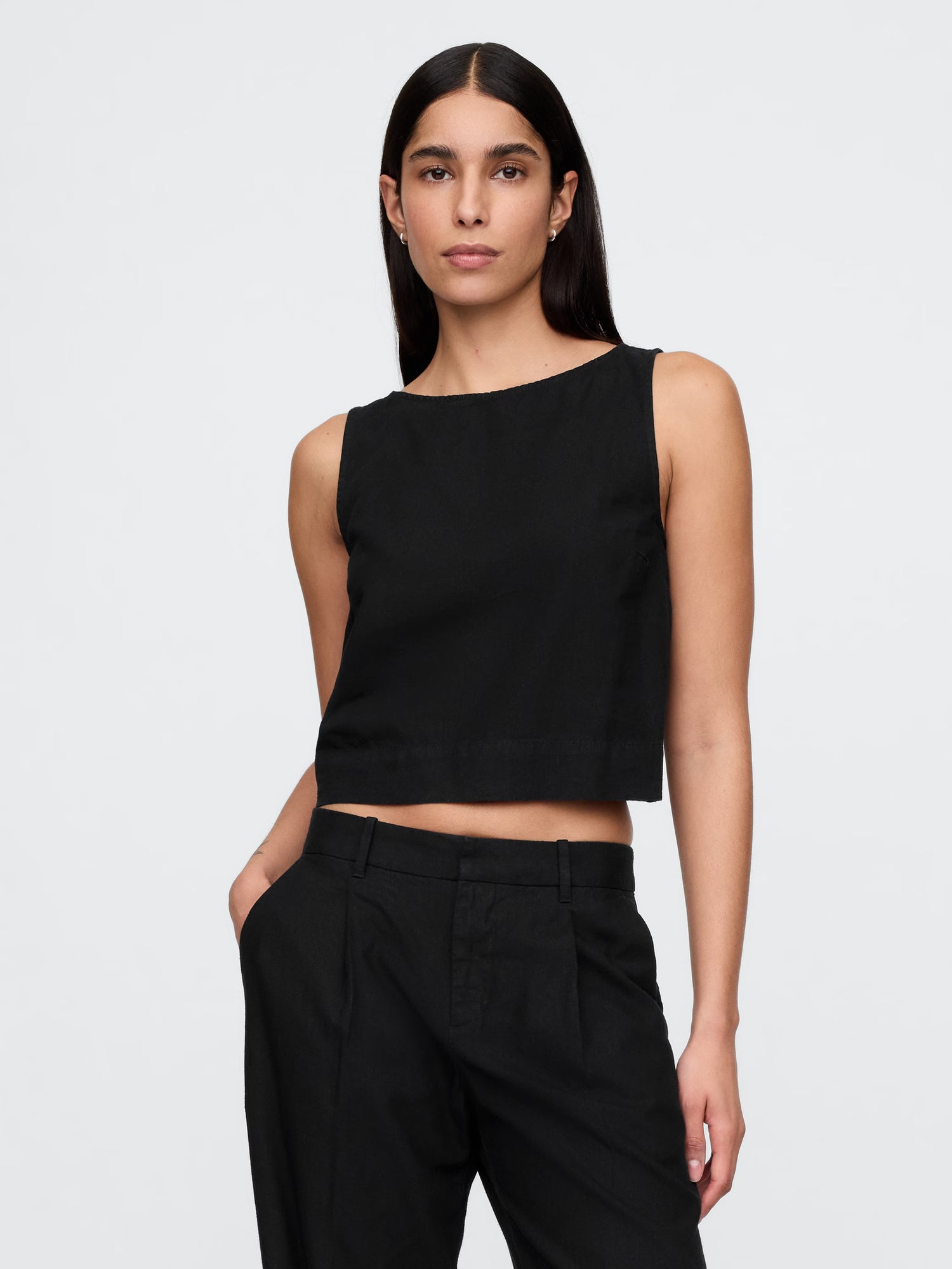 Linen asymmetrical top