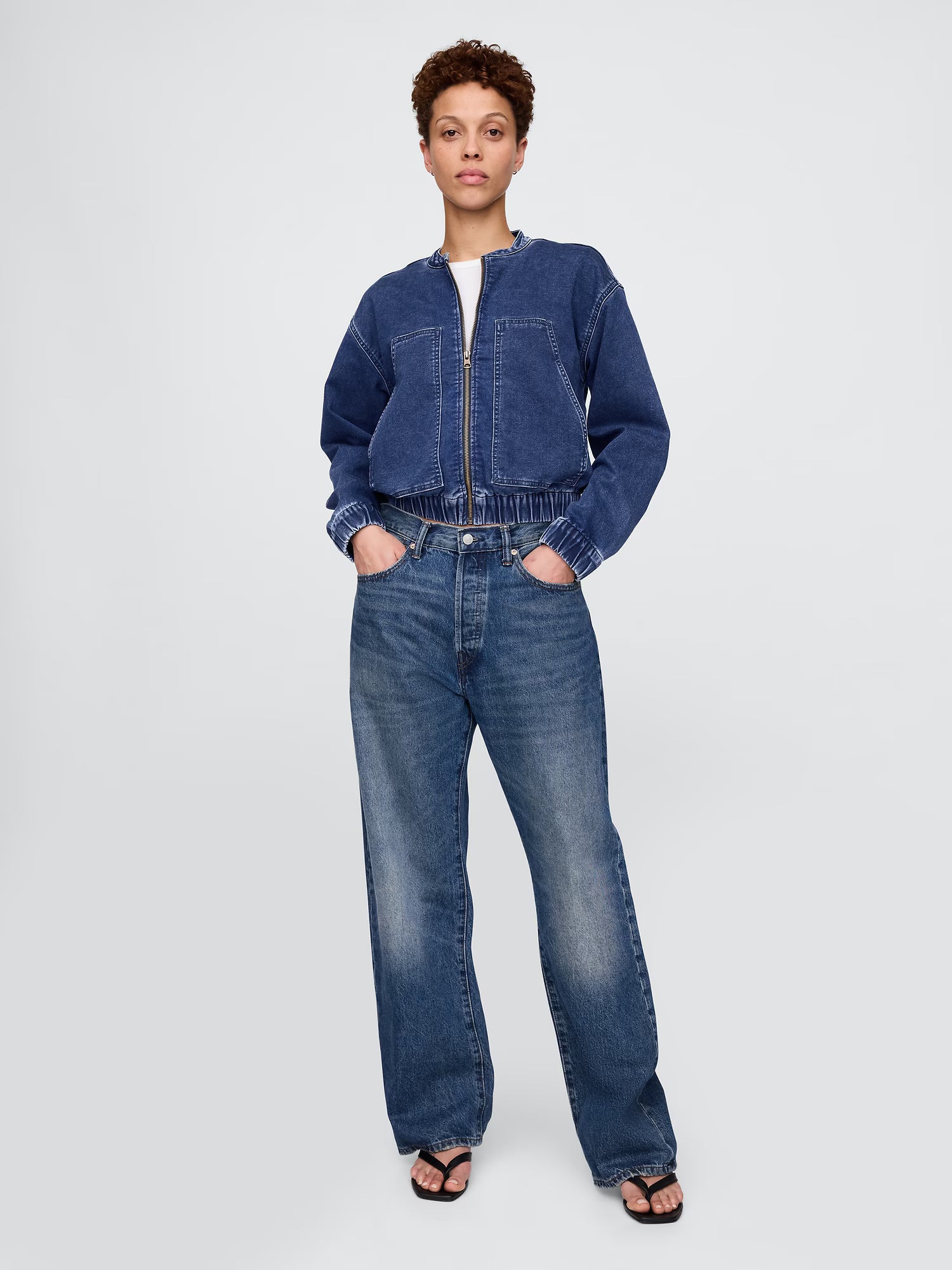 Navy suede moto jacket
