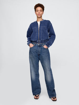 Navy suede moto jacket
