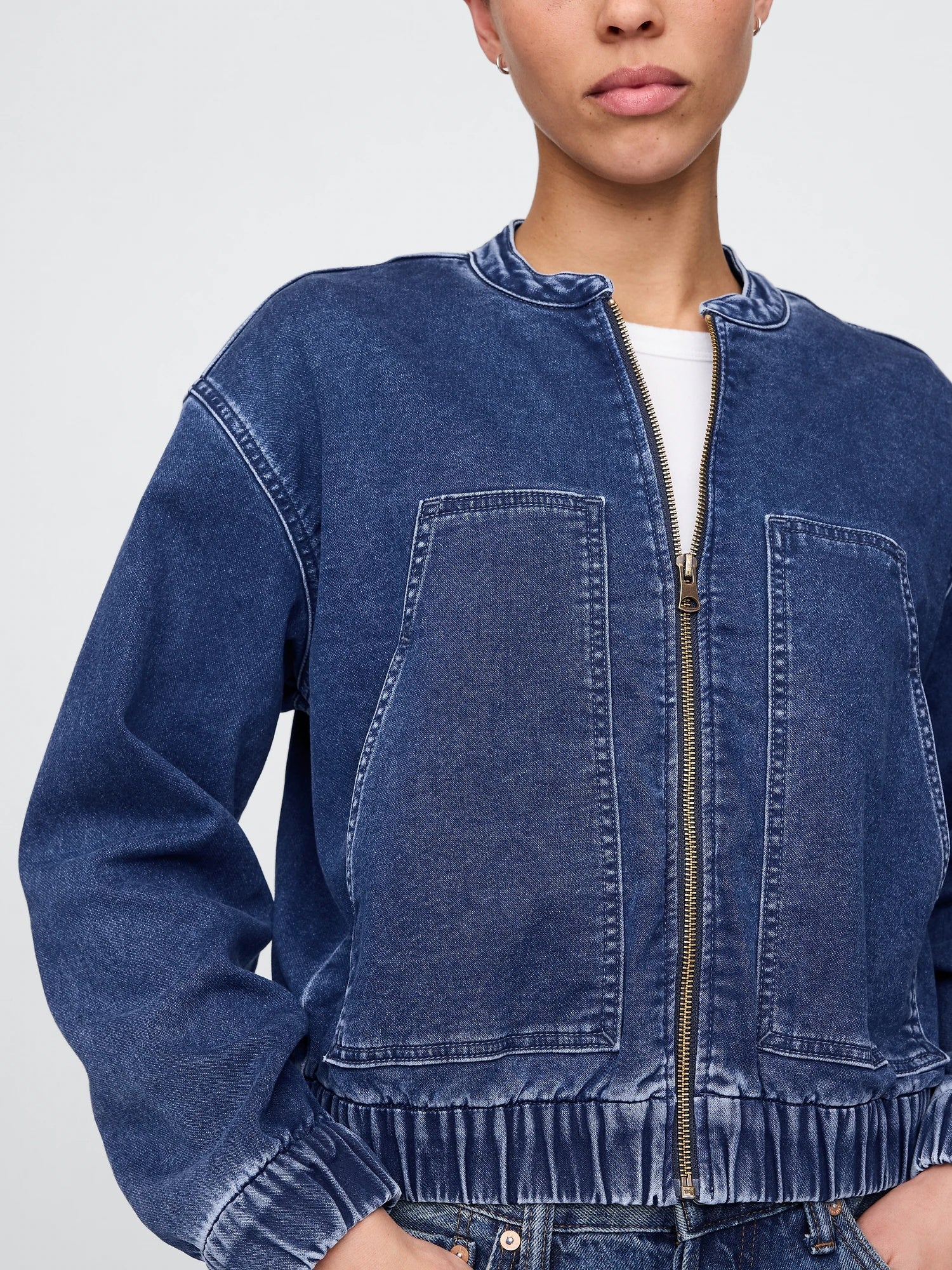 Navy suede moto jacket