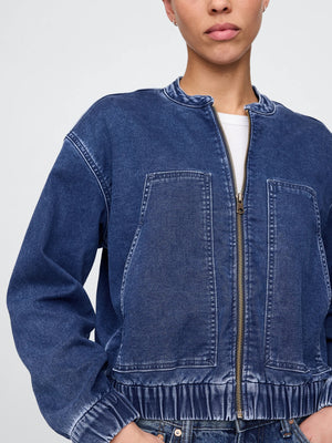 Navy suede moto jacket