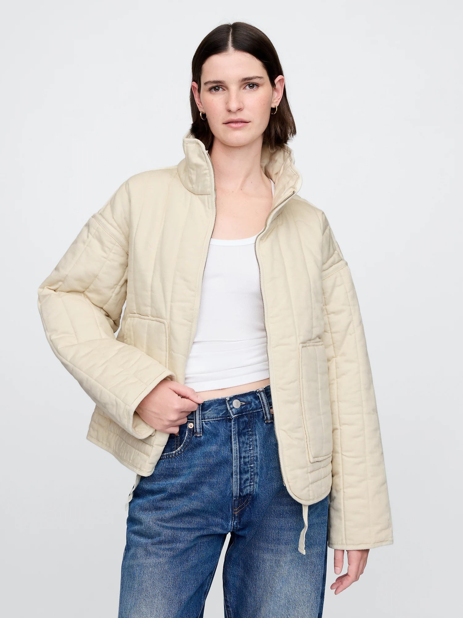 Oversized quilted liner jacket