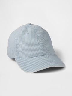 Pinstripe denim baseball hat