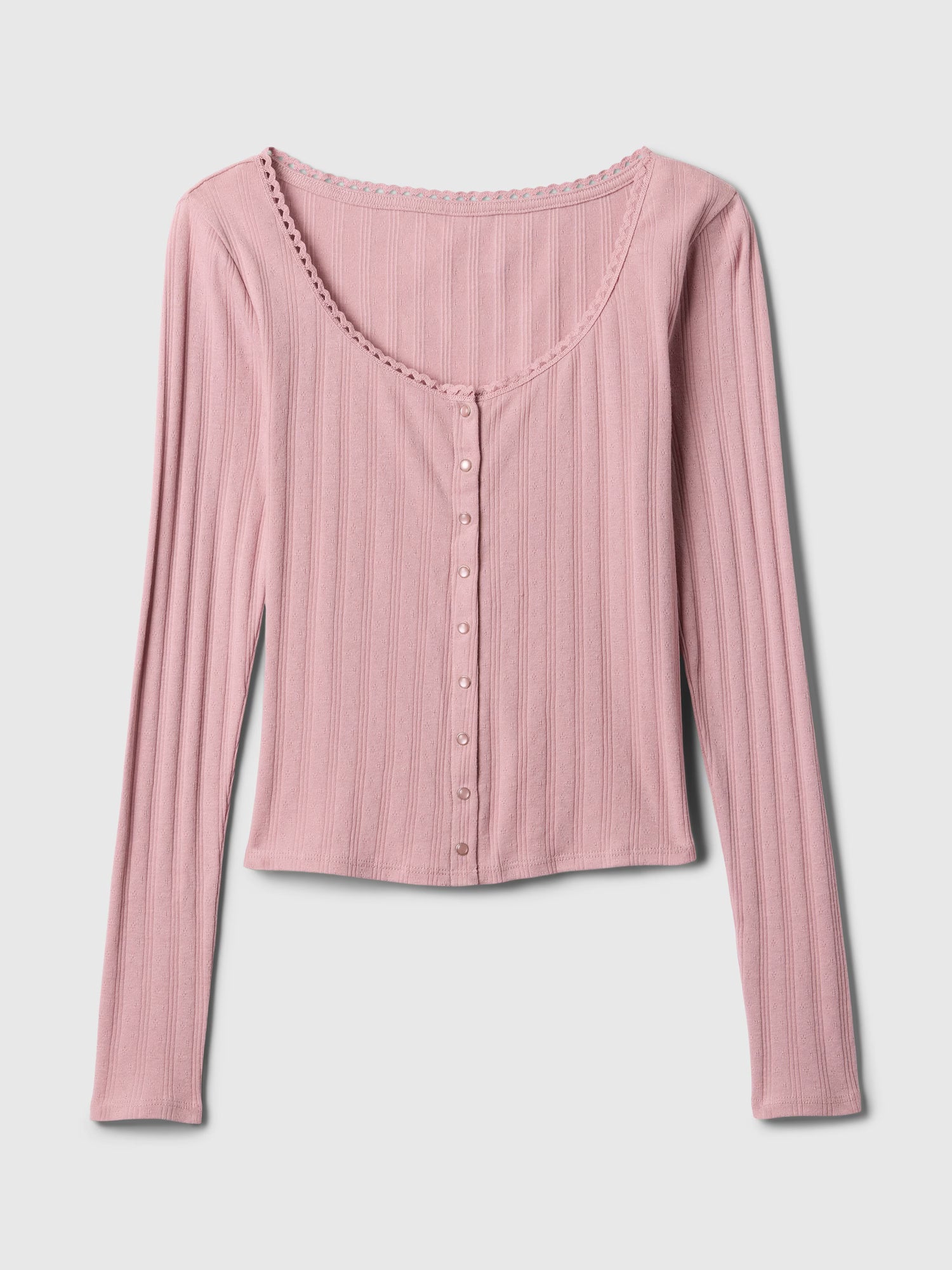Cropped pointelle cardigan