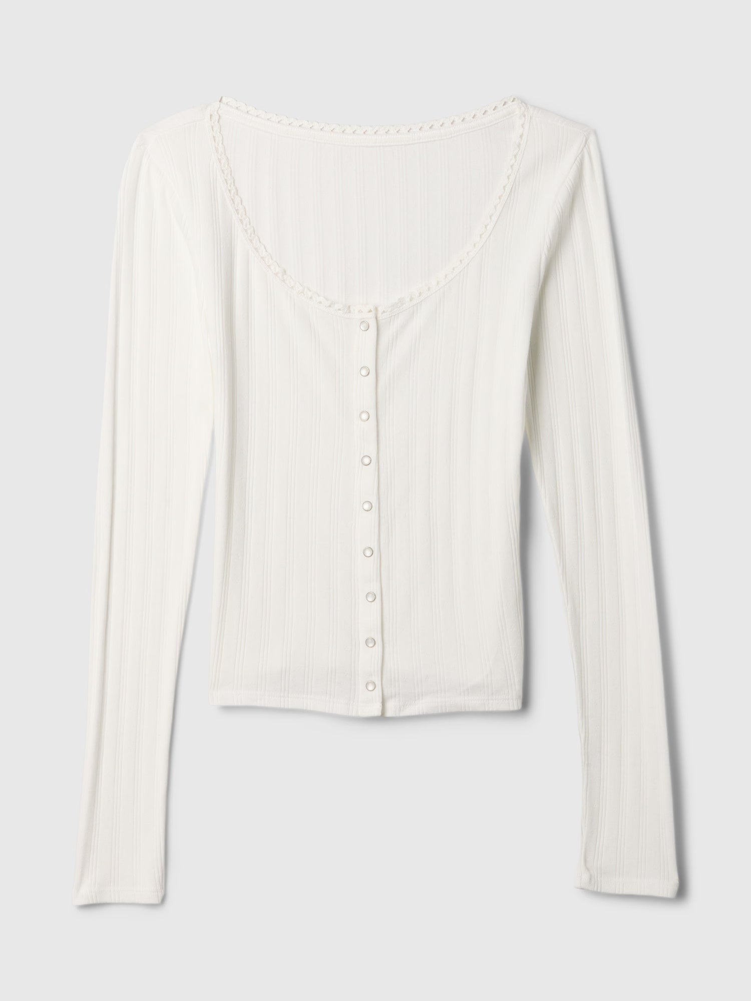 Cropped pointelle cardigan
