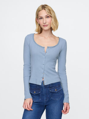 Cropped pointelle cardigan