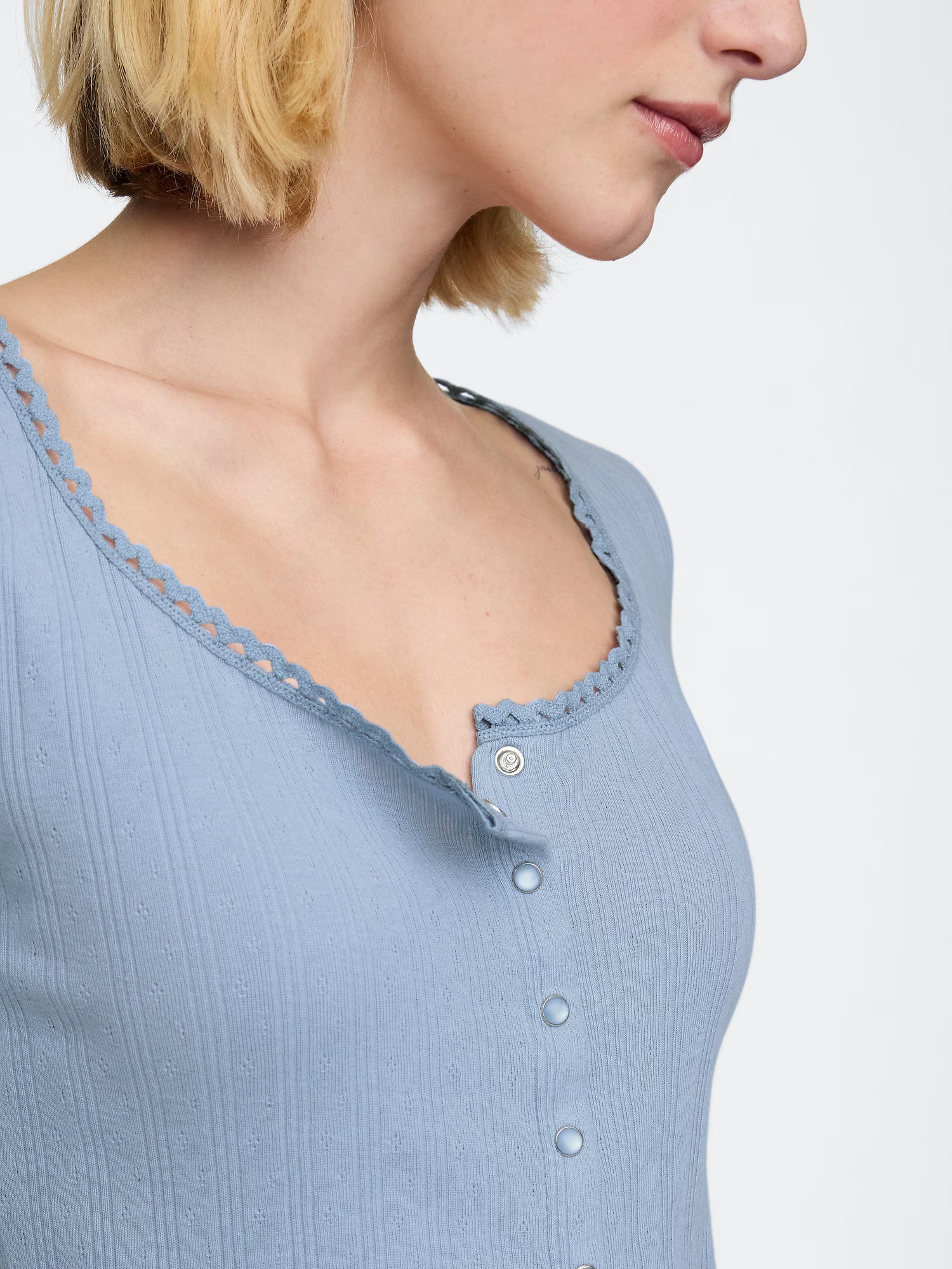 Cropped pointelle cardigan