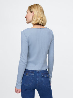 Cropped pointelle cardigan