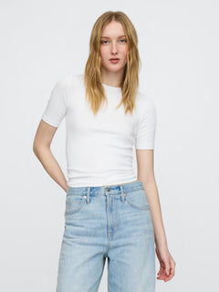 Satin basic crewneck t-shirt
