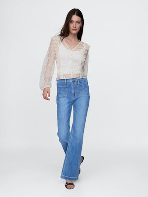 Satin peplum waist top