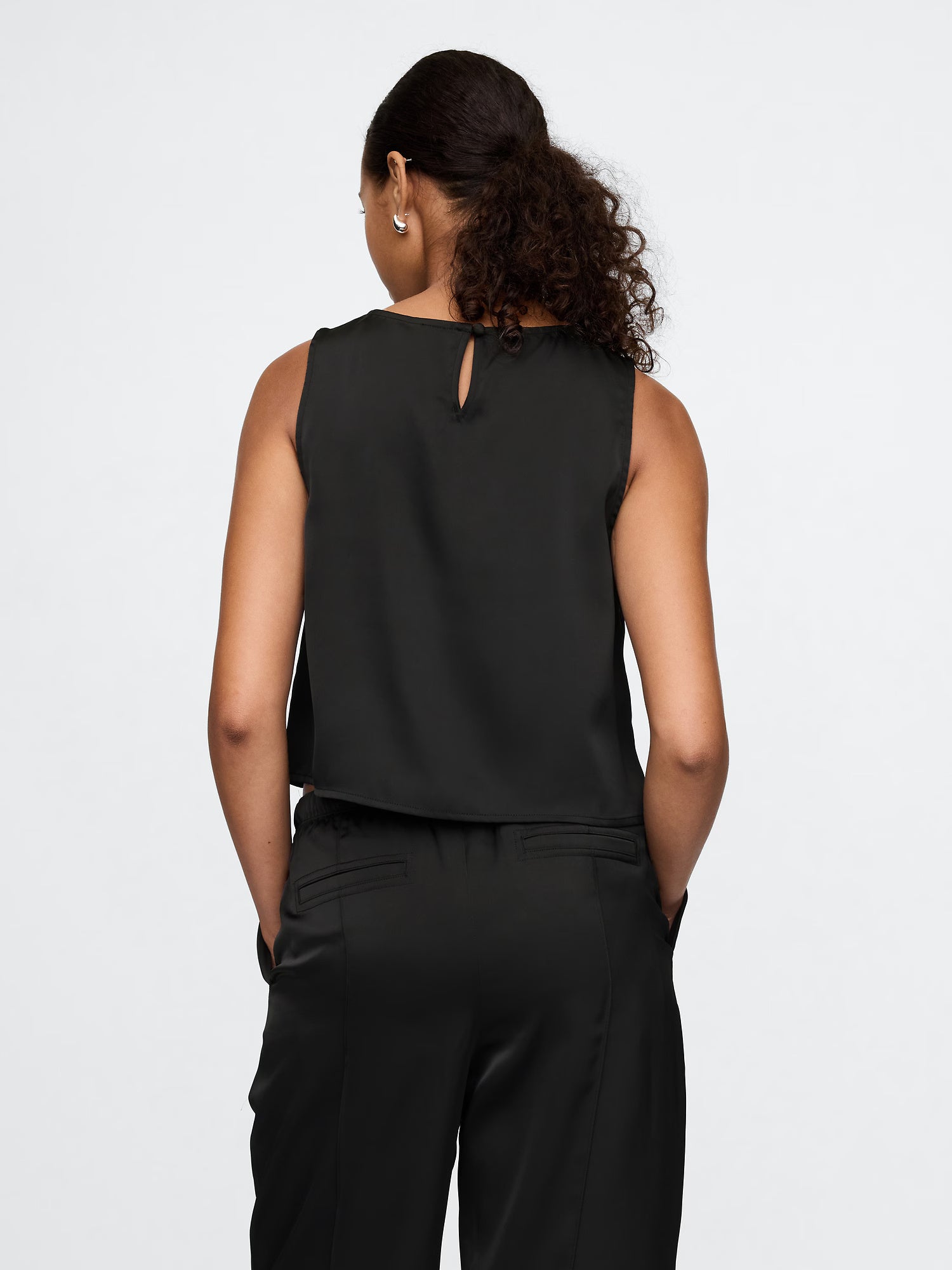 Short silk tank top