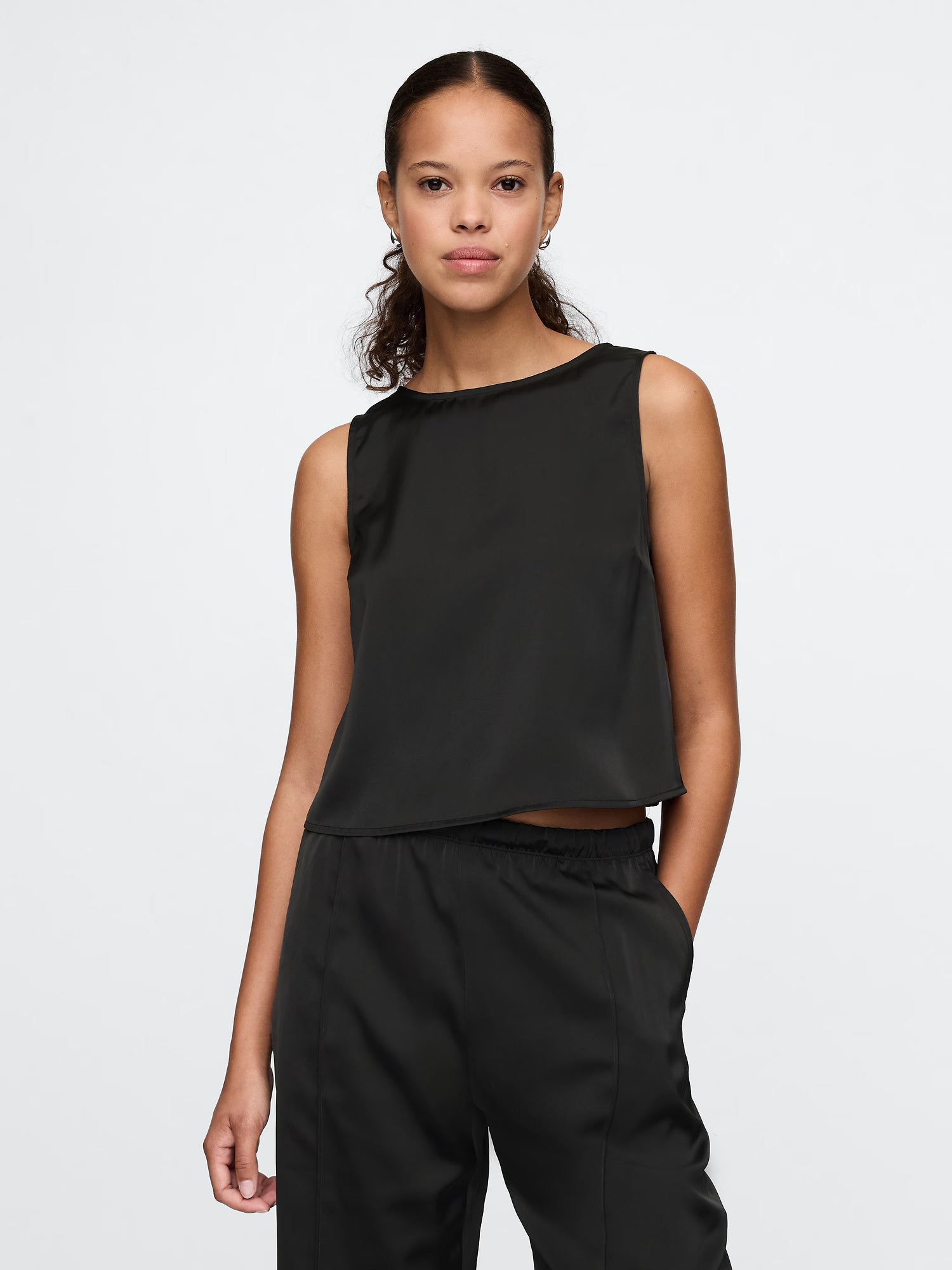 Short silk tank top