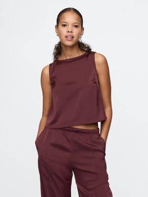 Short silk tank top