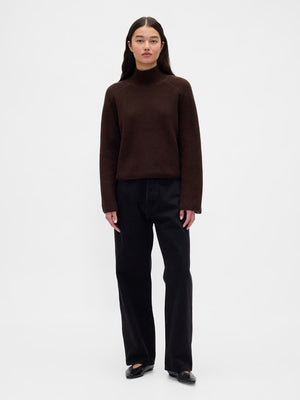 Softblend ribbed turtleneck sweater - Terra brown