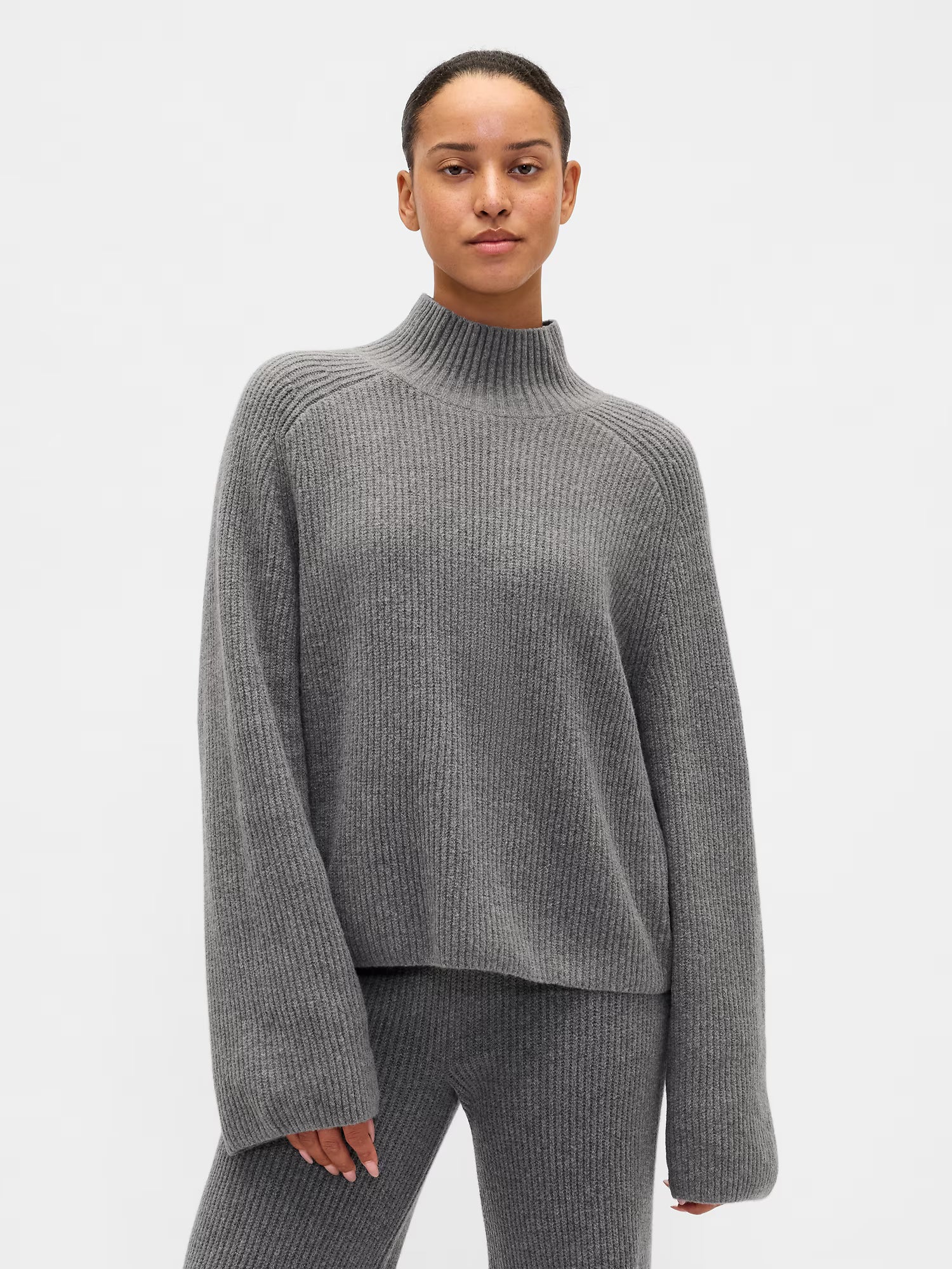 Softblend ribbed turtleneck sweater - Grey