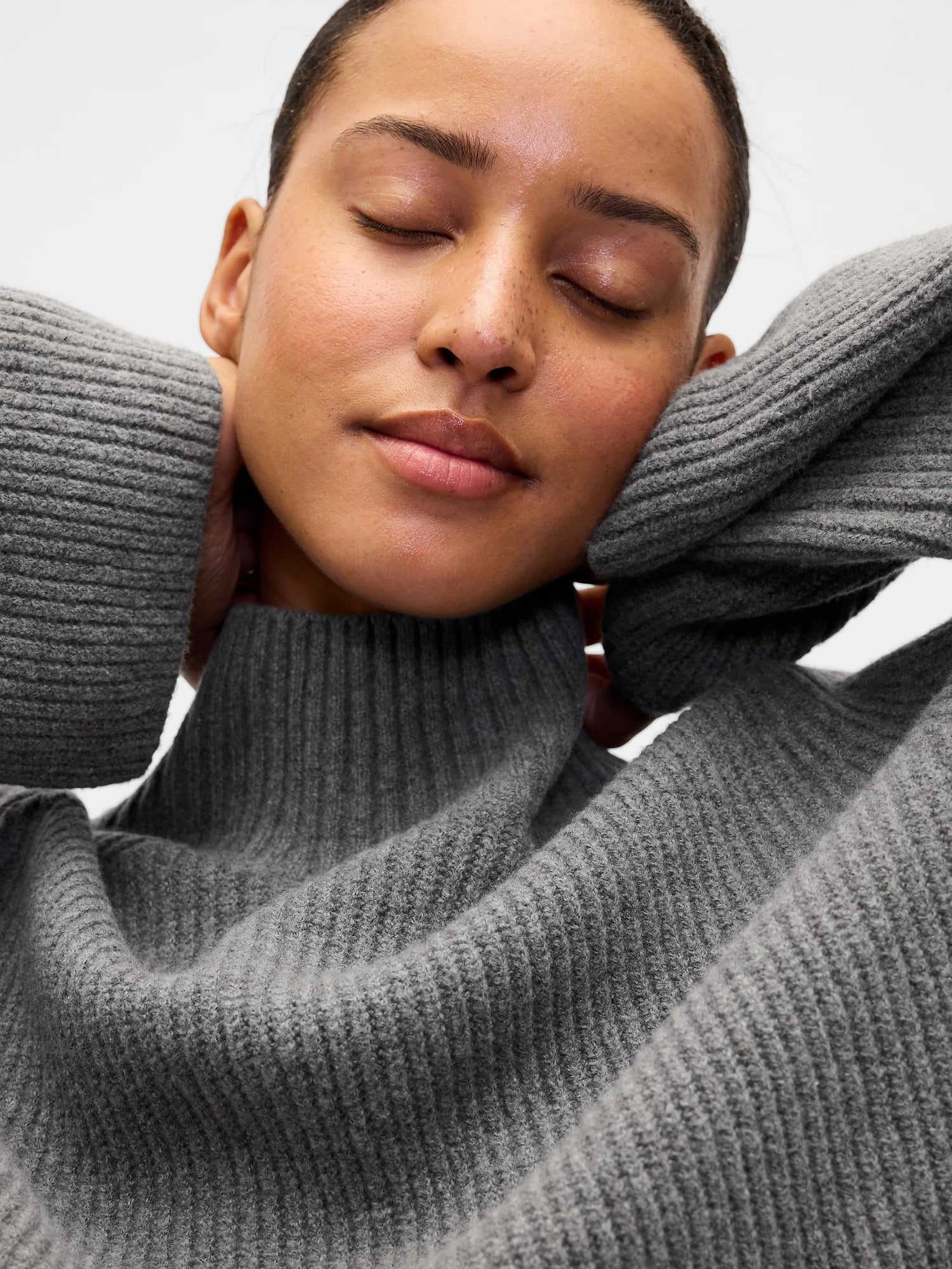Softblend ribbed turtleneck sweater - Grey