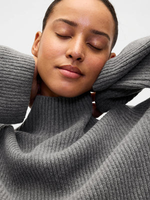 Softblend ribbed turtleneck sweater - Grey