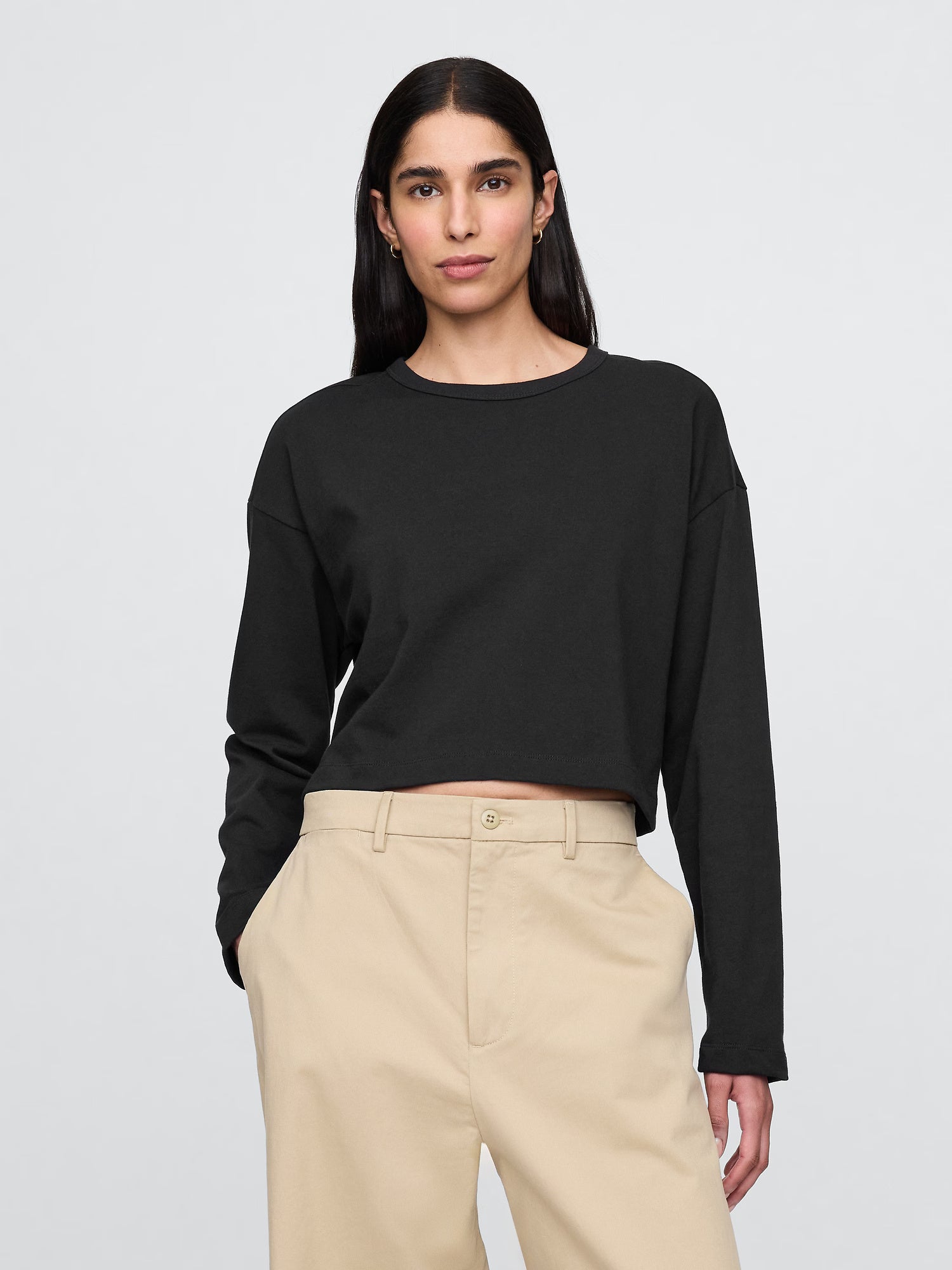 Cropped long sleeve tee
