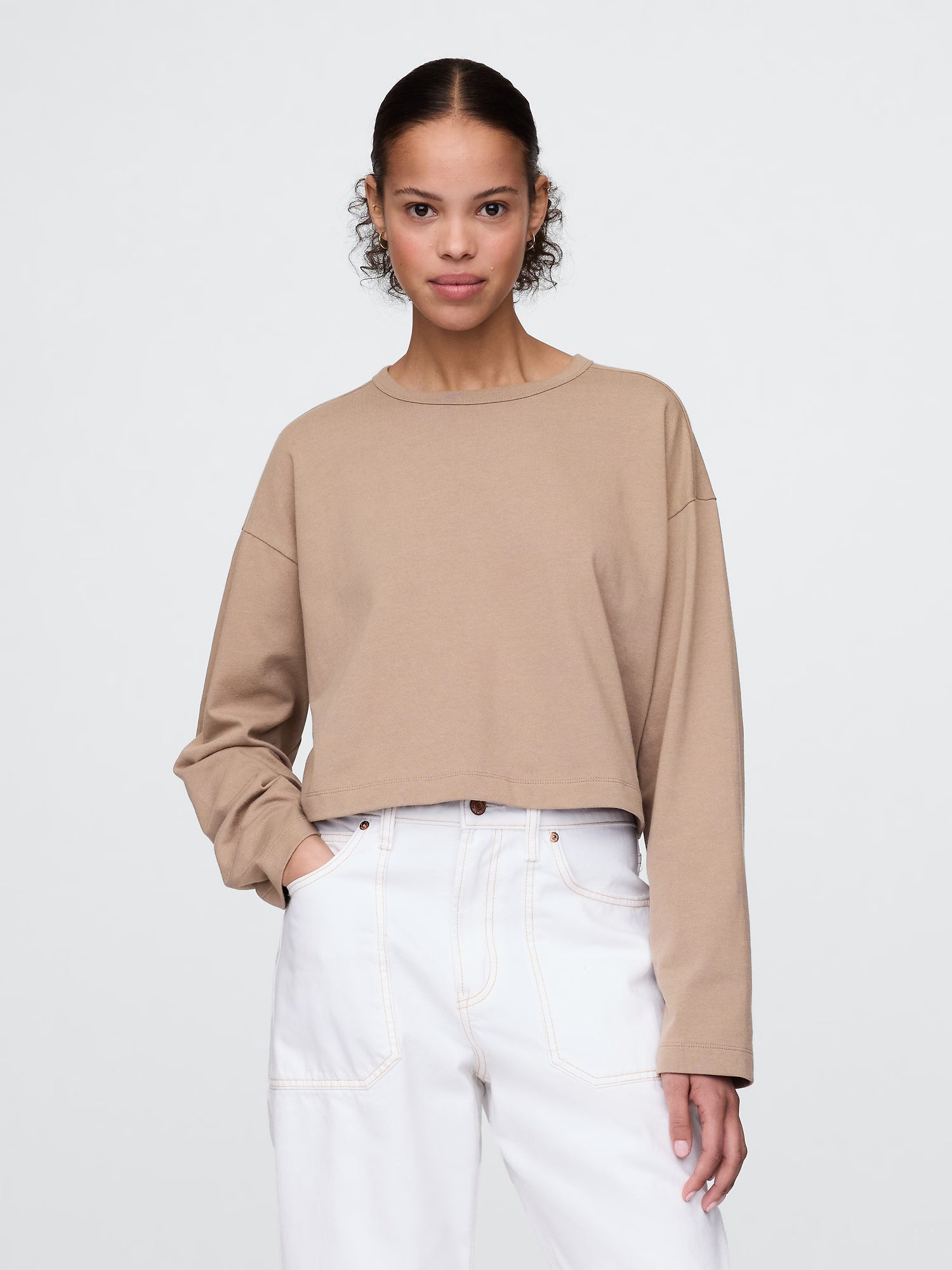 Cropped long sleeve tee