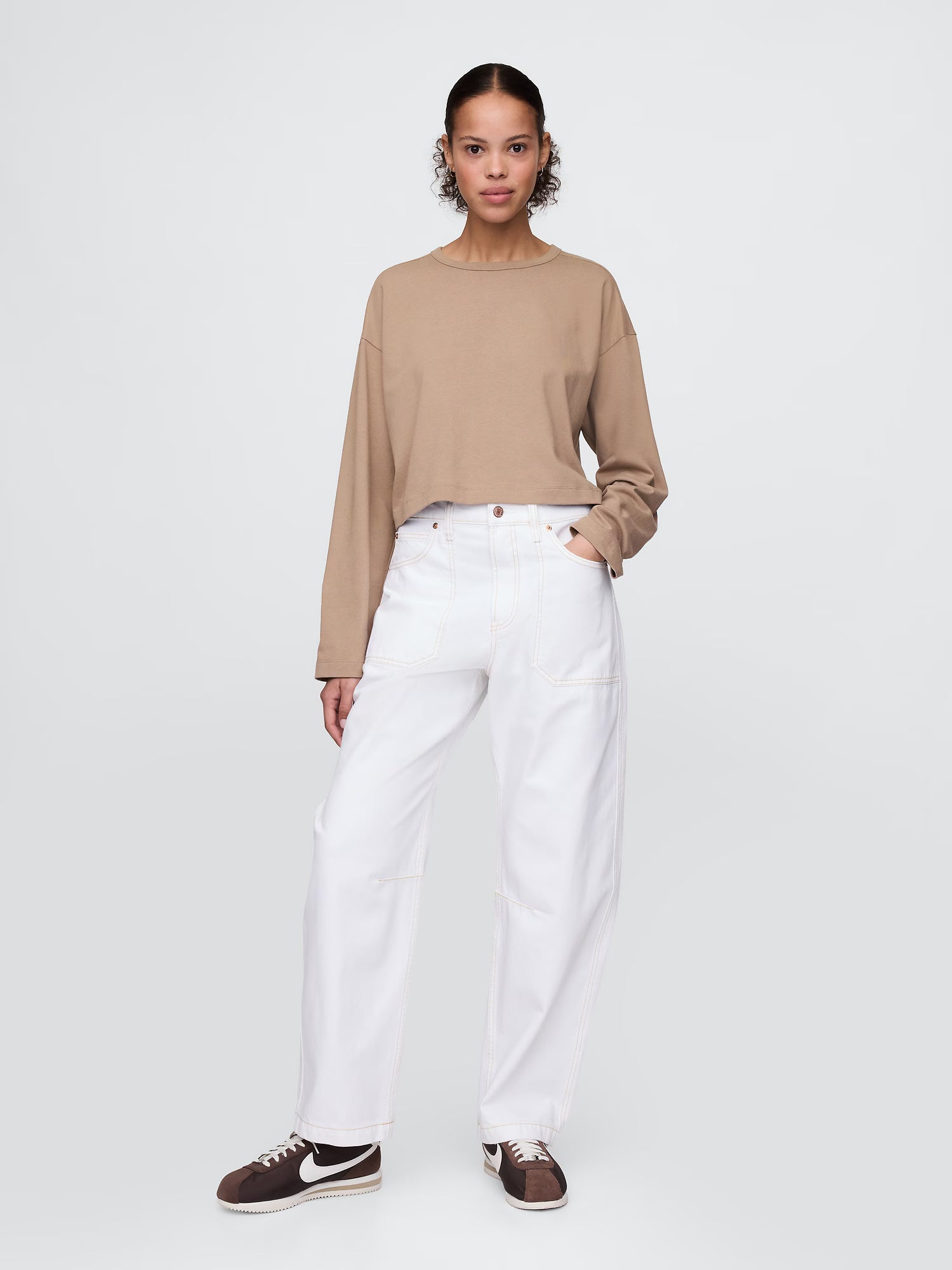 Cropped long sleeve tee