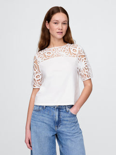 Vintage white floral lace top