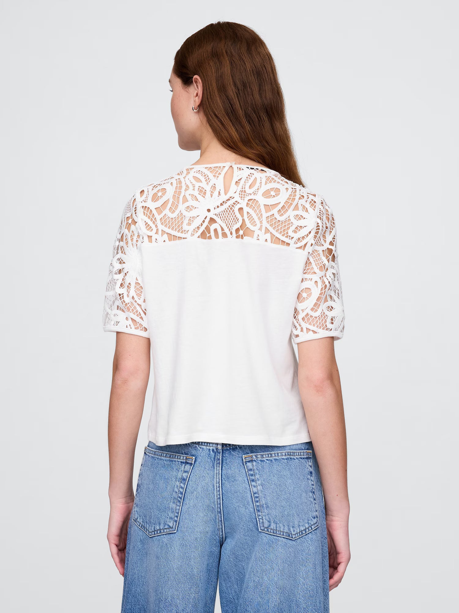 Vintage white floral lace top