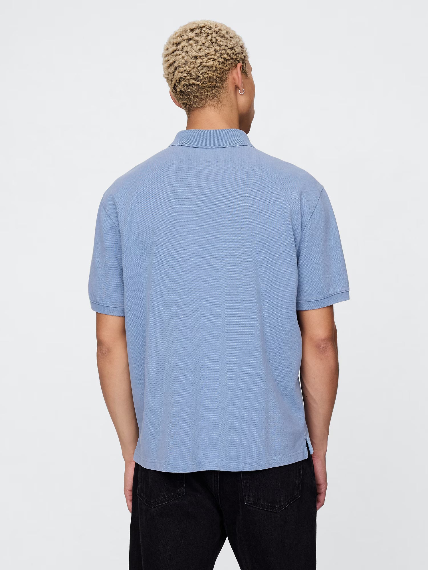 Casual blue short sleeve polo shirt